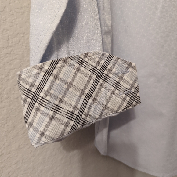 Thomas Dean Light Blue Diamond Pattern Button Front Dress Shirt - Picture 6 of 6